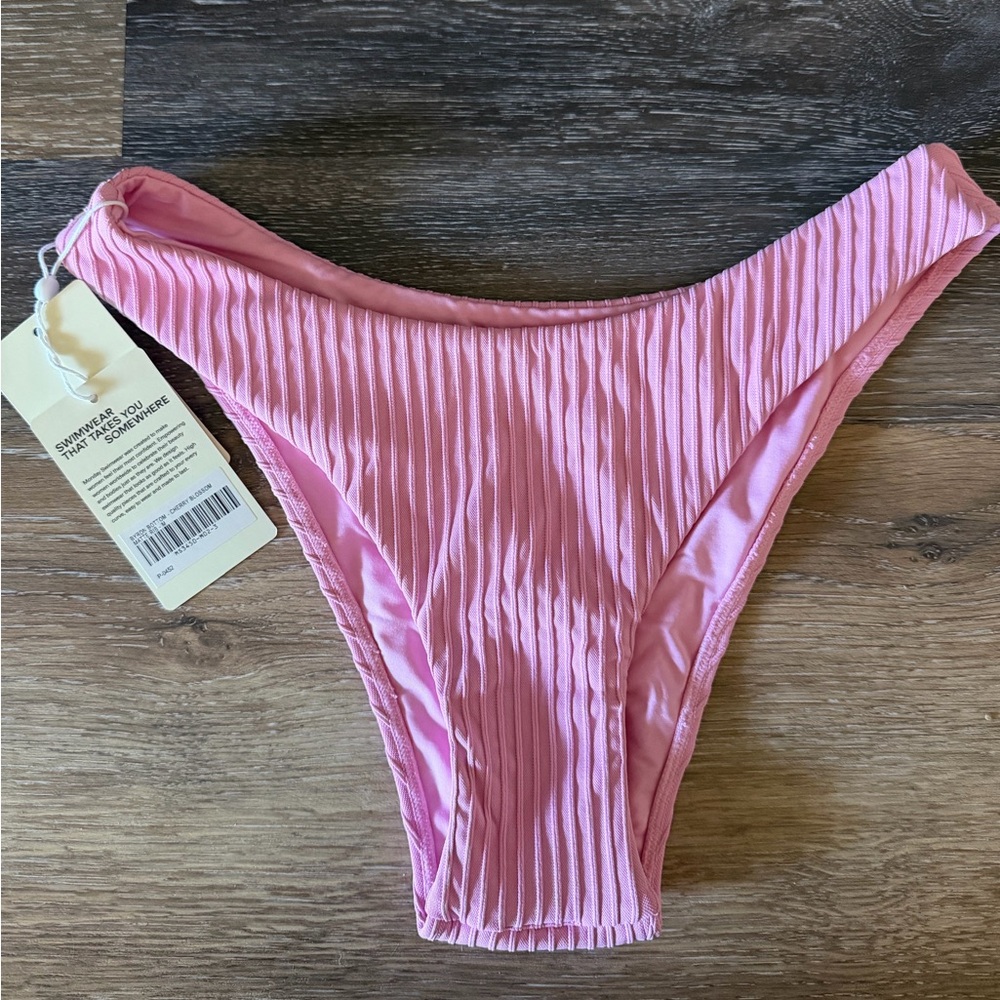 Monday Swimwear Pink Ribbed Bottom